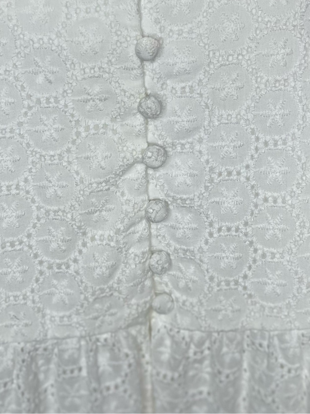 NWT Boho White Eyelet Babydoll Dress Flutter Sleeves Cottagecore Beach XSmall - Picture 10 of 14